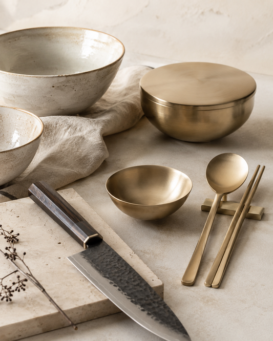 Artisan Handcrafted Korean Brass Cutlery Set (Sujeo Set)